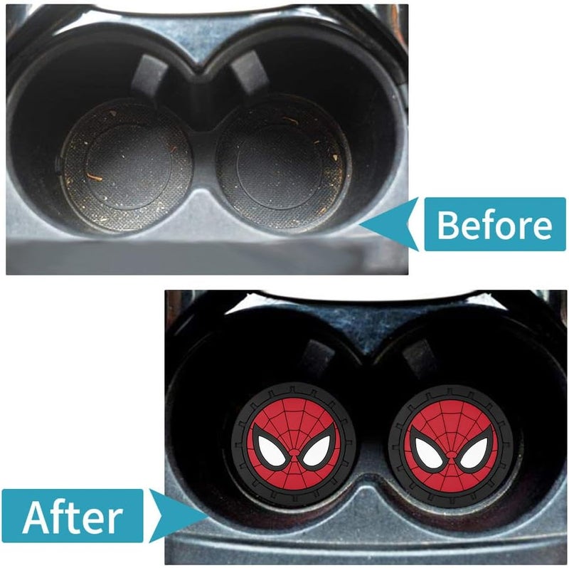 WiiFiive Spider Man Car Cup Holder Coasters for Marvel Fans, The Spider Man Car Coasters for Car Cup Holder Insert,Silicone Non-Slip Car Cup Mat,2.75'' - Image 5